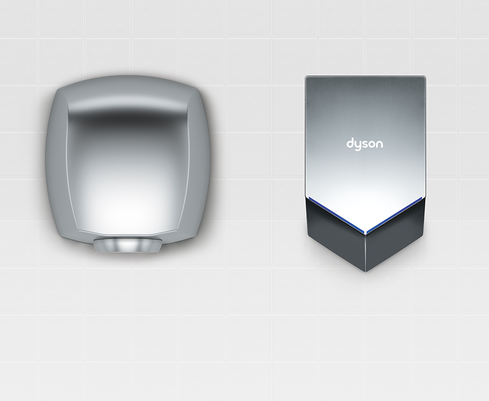 Comparison between Airblade V hand dryer and other hand dryers